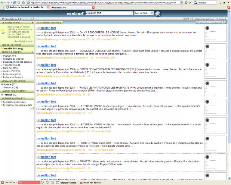 lemaillonfort.org, sur les traces de... avec exalead